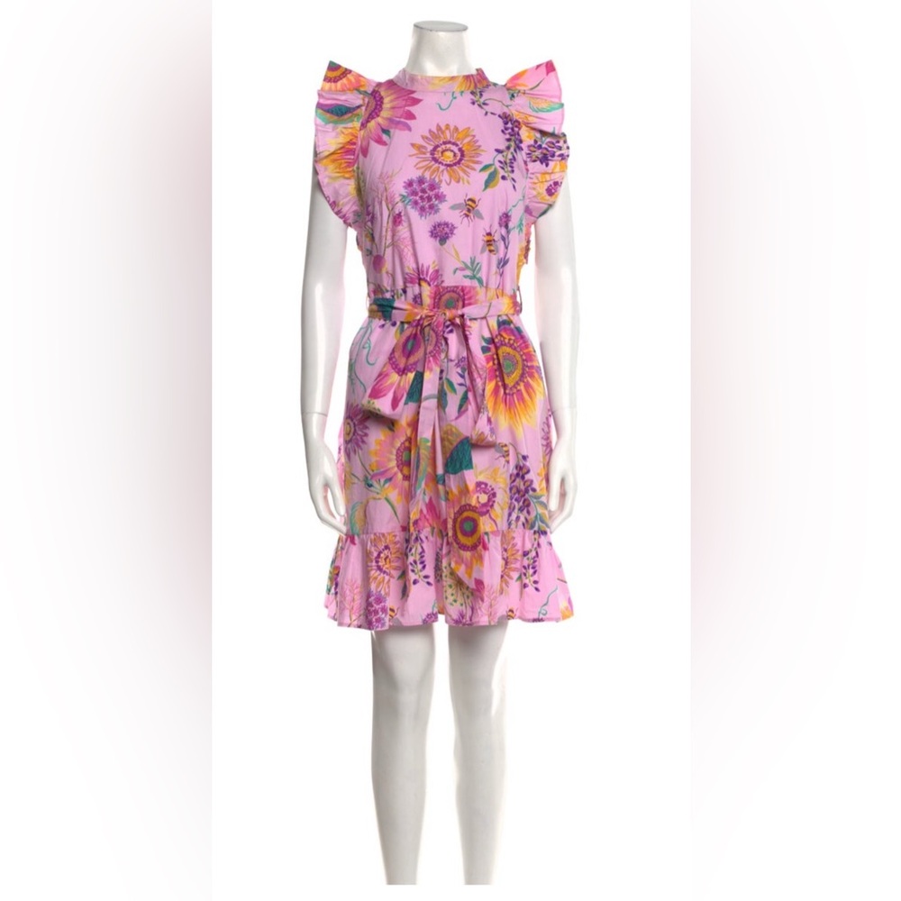 Banjanan Pink Floral Bumblebee Flutter Sleeve Dress - Small